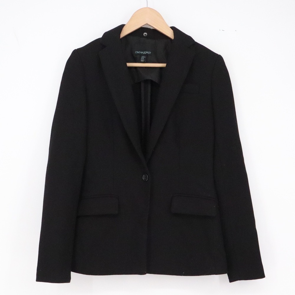 Cynthia Rowley Blazer Womens XS Black Single Button Tailored Excellent